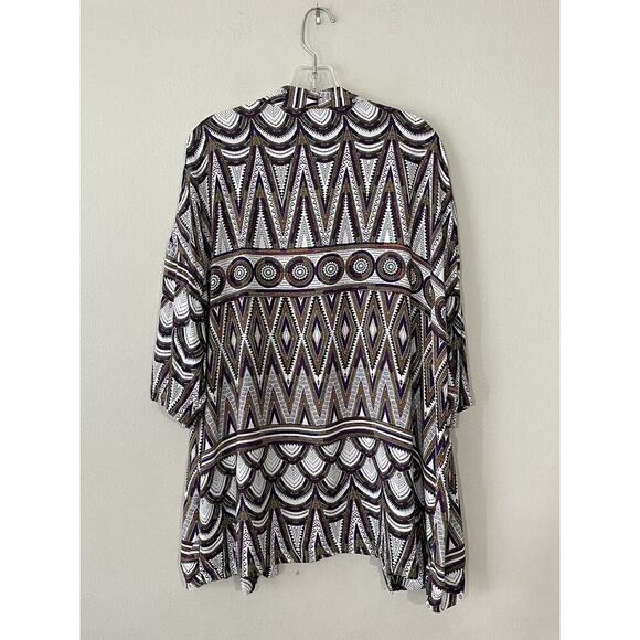 H&M Small Tribal Print Open Wrap Pool Beach Travel Cover Up Artsy Top - Picture 2 of 5